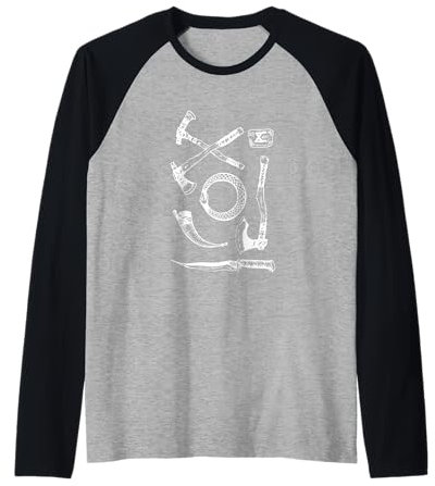Viking Tools of War Design - Axes, Knives, and Ring Symbol Raglan Baseball Tee