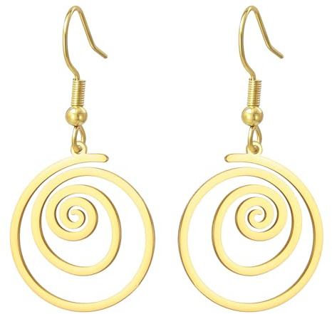 LIKGREAT Spiral Ohrringe Wirbel Anhänger Maori Koru Hänge Ohrringe Minimalistischer Geometrischer Spiral Schmuck für Damen