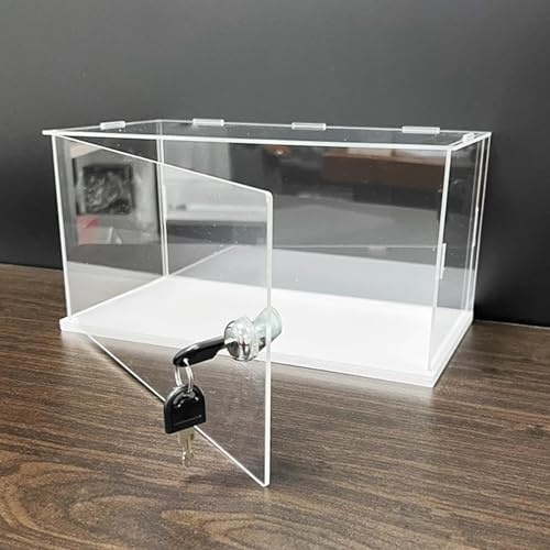 Vibeo Acryl Vitrine Acrylbox für Actionfiguren mit Schloss und Schlüssel, Staubdichte Transparente Vitrine zum Ausstellen/Sammeln, Aufbewahrungsbox mit Tür(20x15x15cm(8x6x6))