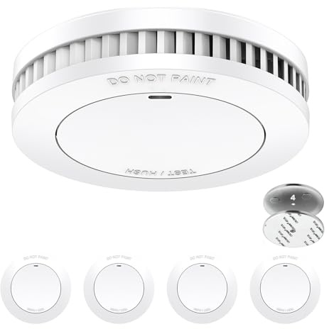XINDUM Rauchmelder 10 Jahre Batterie TÜV-Zertifiziert 4er-Set | Feuermelder ohne LED blinkende, Flach Rauchwarnmelder, Brandmelder, Stummschaltfunktion, EN14604