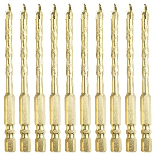 ZYNCUE Sechskant-Kreuz-Dreieck-Bohrer für alle Keramik-Glasfliesen, Glas, Marmor, Granit, 6 mm/8 mm, 10 Stück