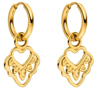 Purelei Heart Shape Creolen Small – wasserfest | Kleine Creolen mit Herzanhänger aus Edelstahl | 14K Vergoldung, Silber & 18K Rosévergoldung | Zarte Herz-Ohrringe