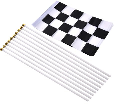 10 pièces Drapeaux portables à noir et blanc - Drapeaux de course F1 | Drapeaux en polyester 14x21cm, n° 8 drapeaux portables pour événements de course, fêtes automobiles, fans de sport