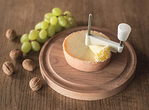KOMPLETT-SET FLEUROLLE TRADITION HOLZ KÄSEHOBEL FÜR TETE DE MOINE CHOC O ROLLES/ROULETTE - SWISS MADE + HAUBE + KÄSE (Glashaube-Classic halber Laib)