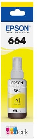 Epson 664 EcoTank Ink Ultra-high Capacity Bottle Yellow (T664420-S) Works with EcoTank ET-2500, ET-2550, ET-4500, ET-4550, ET-2600, ET-2650, ET-3600, ET-16500