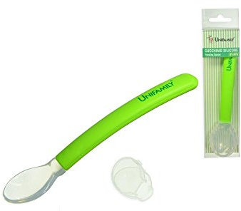 cucchiaio per la pappa in silicone verde