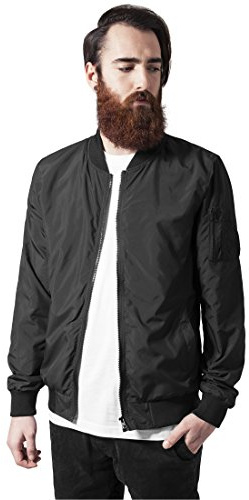 Urban Classic Men's Light Bomber Jacket Black, Large