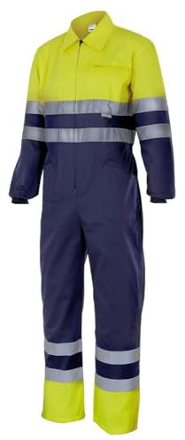 VELILLA P15170L Tuta bicolore ad alta visibilità, colore blu marino e giallo fluoro, taglia L