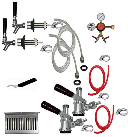Bev Rite CRCK102 Premium Refrigerator Conversion Kit Door Mount Keg Tap Beer Double Line, Without CO2 Tank, Brass, Clear