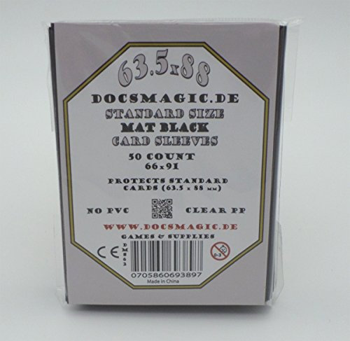 docsmagic.de 50 Mat Black Card Sleeves Standard Size 66 x 91 - Schwarz - PKM - MTG