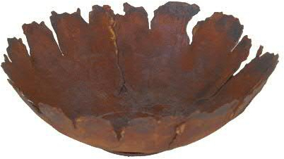 Rostige & Runde Schale (auf Bodenplatte) mit Rissen - Große Dekoschale: Ø 60cm - Wetterfest & Frostsicher - Metall/Edelrost/Rost - Rostschale/Metallschale zur Dekoration