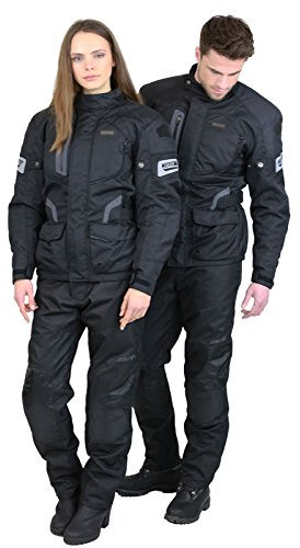 Nerve Shop Motorradjacke -Spark- Sommer Winter Motorrad Roller Jacke Protektorenjacke Textil Herren Wasserdicht mit Protektoren - Schwarz - S