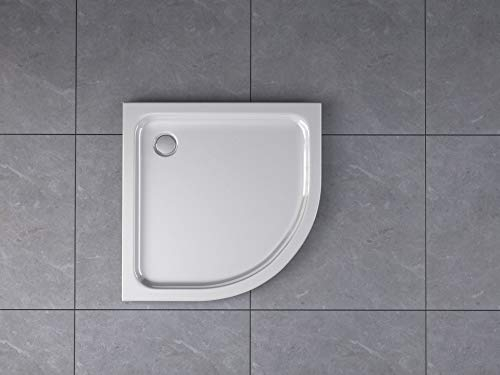 Duschtasse Duschwanne Viertelkreis Dusche Acryl Brausewanne Bad Rund Weiß 50mm, Größe:100 x 100 x 5 cm, Ablaufgarnitur:ohne Ablaufgarnitur