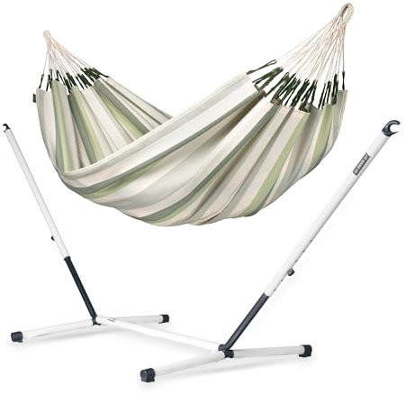 LA SIESTA® - Brisa - Kingsize + Stahl-Gestell Hängematte, handgefertigt in Kolumbien, mit 180 cm Breite für entspannte Momente drinnen und draußen. (Cedar)