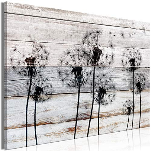 decomonkey Bilder Pusteblume 120x80 cm 1 Teilig Leinwandbilder Bild auf Leinwand Vlies Wandbild Kunstdruck Wanddeko Wand Wohnzimmer Wanddekoration Deko Blumen Abstrakt Holz