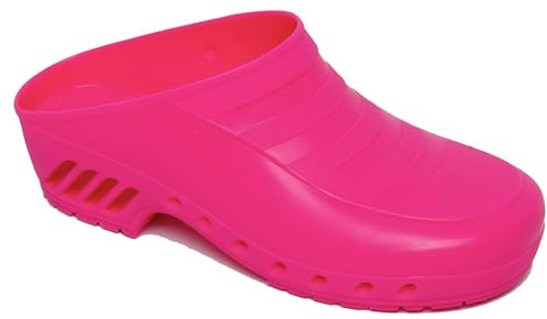 Gima - Zoccoli Professionali, Anatomici, Unisex, Antiscivolo, Antistatici, Tomaia Non Forata, Suola Forata, Colore Fucsia, Misura 40 EU, 1 Paio