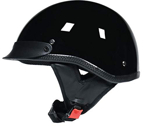 Retrò Mezzo Conchiglia Casco,Casco Da Moto Aperto Caschi A Scodella,DOT Omologato Con Visiera Casco Da Moto Scooter Per Donna Uomo, B,M