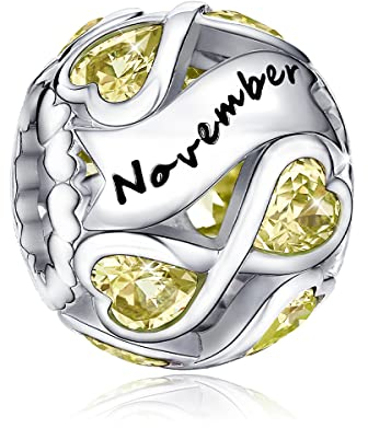 FOREVER QUEEN Charms Pierre de Naissance Breloques Perles Argent Sterling 925 Cadeau Anniversaire pour Bracelet et Collier avec Boîte à Bijoux