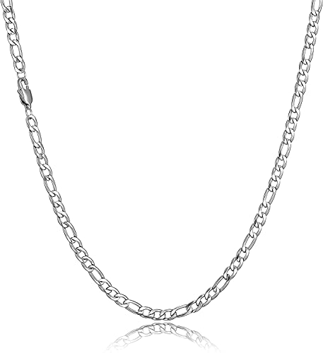 HSWYFCJY Silber Figaro Kette Männer Kette Halskette Edelstahl Herren Ketten Schmuck Halskette für Männer Geschenk 5mm, 20 Zoll