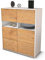 Stil.Zeit Highboard Jasmin, Korpus Weiss matt, Front Holz-Design Eiche (92x108x35cm), Push-to-Open Technik & Leichtlaufschienen