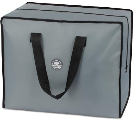 Christmas Village Premium Christmas Decoration Storage Bag Organiser Lights Zip Up Sack Xmas - Stores Ribbon Tinsel Wreath Stocking Lights Bow Tags, Gift Wrap Paper Tidy (Grey)