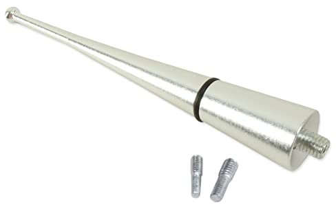 Silver Aluminium Car Antenna, 10cm Universal Bee Sting AM/FM Radio Aerial For 5mm & 6mm Fittings