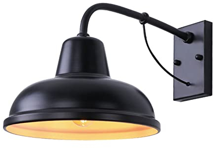 Antik Wandleuchte Retro Industrie Wandleuchten Aussen Innen Wandlampe Vintage E27 Wandlicht Metall Schatten Außenlampe für Garten Loft Balkon Flur,40 * 23 * 26CM IP44,Schwarz