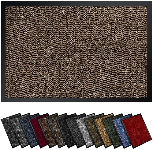 Gentle North Hochwertige Fußmatte beige schwarz 60x90cm groß für Innen & Außen - Schmutzfangmatte rutschfest, waschbar & wetterfest - Fussmatte für Eingangsbereich & Aussenbereich - Läufer Flur dünn