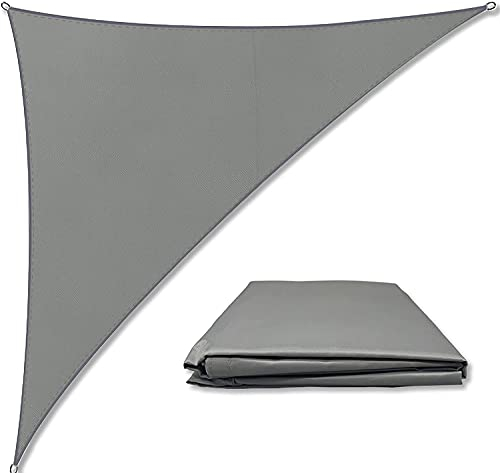 Farbrich Sonnensegel Dreieckig 3 x 3 x 4.3m, Sonnensegel Wasserdicht Dreieck Grau, Premium PES Polyester 95% UV Schutz für Balkon Terrasse Garten,inkl 3 Befestigungsseile