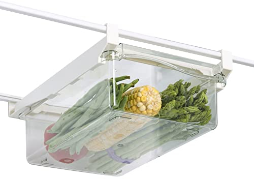 Uposao Refrigerator Organizer Bins, Fridge Organizer Pull Out Drawer Egg Trays Hanging Fridge Organiser Fruit Vegetable Holder Store Containers Boxes, Easy to Clean