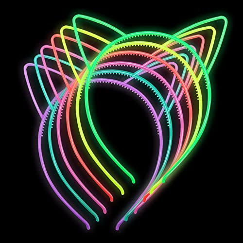 Colle 6 PièCes Glow Dark Femmes Bandeaux Pour La FêTe, Bandeaux Pour Filles, Accessoires de Cheveux D'Halloween Pour Femmes, DiadèMe de Cheveux Pour La FêTe De Cosplay (Chat)