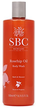 SBC Skincare - Hagebuttenöl Feuchtigkeitsspendende Duschgel - 500 ml - Reinigt die Haut und hilft gegen Alterszeichen - Badgel - Hagebuttenöl Body Wash