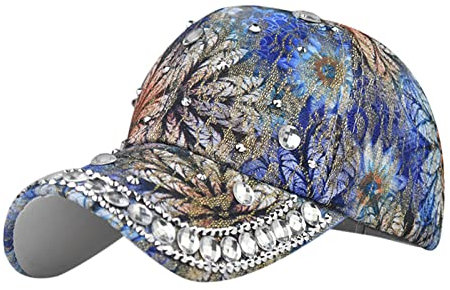 Wokee Herren Men's Athletic Baseball Weibliche Sommer-Bohrer-Blumendruck-Baseballmütze-justierbarer Hut-Visier-Stern Outdoor