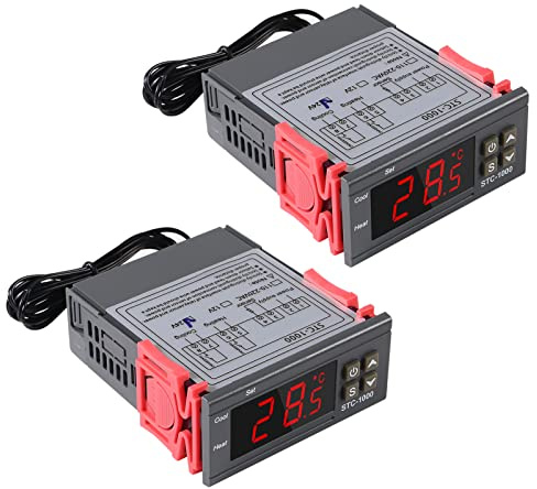 2Pcs STC-1000 Digital Temperature Controller 24V Thermostat Incubator Thermoregulator Relay Heating Cooling with Sensor Probe Cable