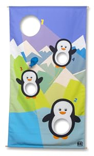 BS Toys GA428 Füttere den Pinguin Spielzeug - Indoor & Outdoor Spaß für Kinder - Mit 3 Filzfischen aus recycelten Materialien, Stoff und Holz - Ab 3 Jahren