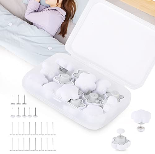 Senbaler 16 Piezas Clips de Fijación para Edredón,Pinzas Sujeción Funda Nordica,Que Desplace Arrugue,No Dañará la Colcha (Blanco (Flor))