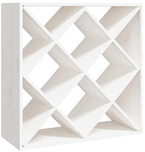 vidaXL Weinregal Kasten-Design Flaschenregal Weinständer Weinschrank Flaschenständer Weinflaschenregal Holzregal Weiß 62x25x62cm Massivholz Kiefer