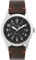 Timex Herren-Armbanduhr Expedition North Mechanical, 38 mm, braunes, umweltfreundliches, zweiteiliges Armband mit Schnellverschluss, schwarzes Zifferblatt, Edelstahlgehäuse TW2V64300