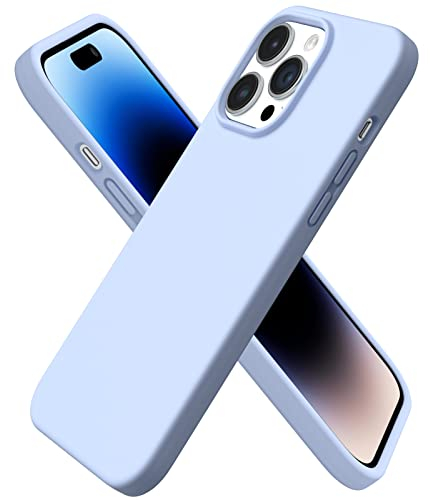 ORNARTO Compatible with iPhone 14 Pro Max Case 6.7, Slim Liquid Silicone 3 Layers Full Covered Soft Gel Rubber Case Cover-Baby Blue