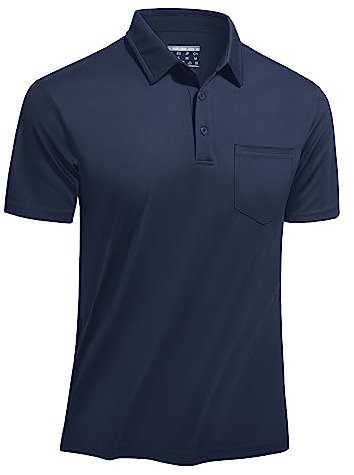 TACVASEN Poloshirts Herren Kurzarm Polo Atmungsaktiv Sommershirts Leicht Tshirts Schnelltrocknend T-Shirt mit Knopfleiste (M, Navy)