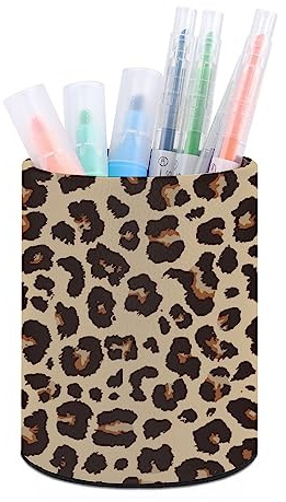 Pot à crayons avec motif léopard et animal - Pour bureau, papeterie, pinceaux de maquillage