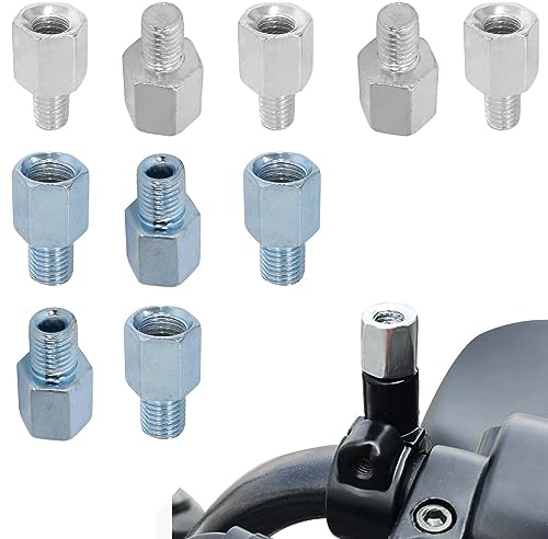 10 Stück Motorradspiegel Adapter Halterung Adapter Höhenverstellung Schrauben M10 auf M10 und M8 auf M8 Gewinde LH/RH, Motorrad Spiegel Motorroller Rückspiegel Adapter