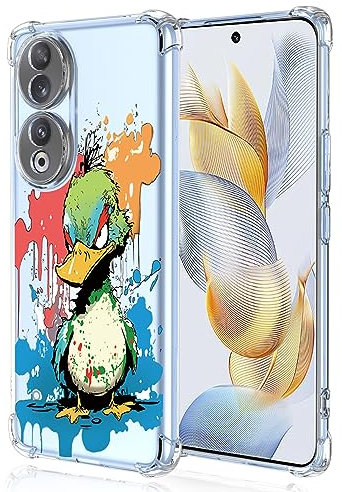 XINYEXIN Cover per Honor 90 5G Trasparente Slim - Custodia per Cellulare TPU Antiurto, Serie di Graffiti Artistici Colorati e Cool, Disegno Carino - Duck