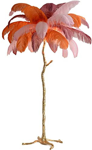 Dimmable Ostrich Feather Tripod Floor Lamp - Ideal Resin LED Decoration for Living Room, Home & Office - Perfect Reading Light