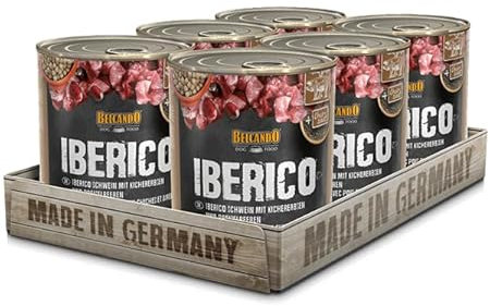 Belcando Premium Dose [6x800g Iberico mit Süßkartoffeln & Kichererbsen] | Nassfutter für Hunde | Alleinfutter aus der Dose, Größe:6 x 800 g