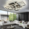HIHIHOMY Modern LED Dimmbar mit Fernbedienung, Schwarz Wohnzimmerlampe Led Deckenleuchte Kristall,Deckenlampen Led Deckenleuchte Wohnzimmer 8 Quadratischer Rahmen