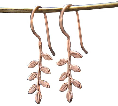Silber 925 Sterling Hängend Ohrhänger - Rosegold - Olivenzweig - Floral - Naturliebhaber Geschenkidee - Perfektes Geschenk - Handmade Geschenke - Schmuck für Damen