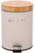 simpa 5L 5 Litre Matt Cream Slim Soft-Closing Pedal Dustbin with Bamboo Lid