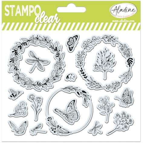 Aladine - Stampo Clear 04242 17 Stempel Kronen & Blätter, transparent