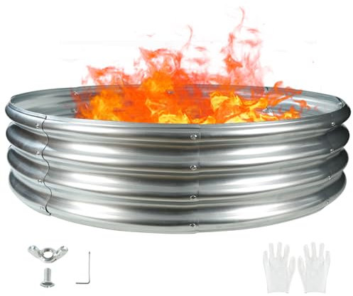 Grande braciere rotondo in acciaio zincato, per cortile, campeggio, falò (1,5 x 1,5 x 3 m)